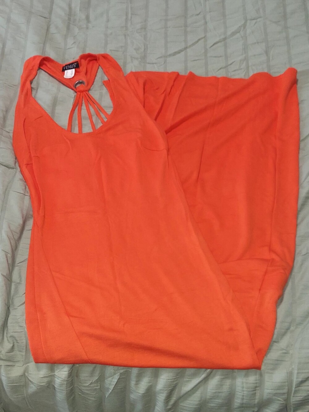VENUS  Orange Halter Maxi Dress with Strappy Neckline